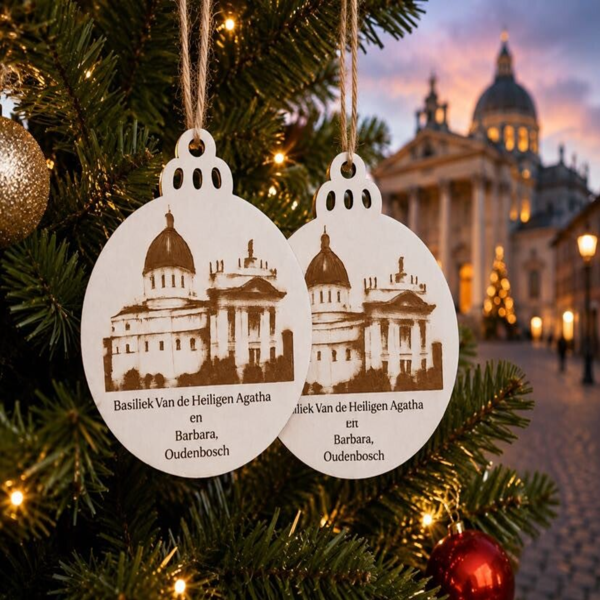 Gepersonaliseerde Houten Kerstbal met Eigen Tekst of Foto