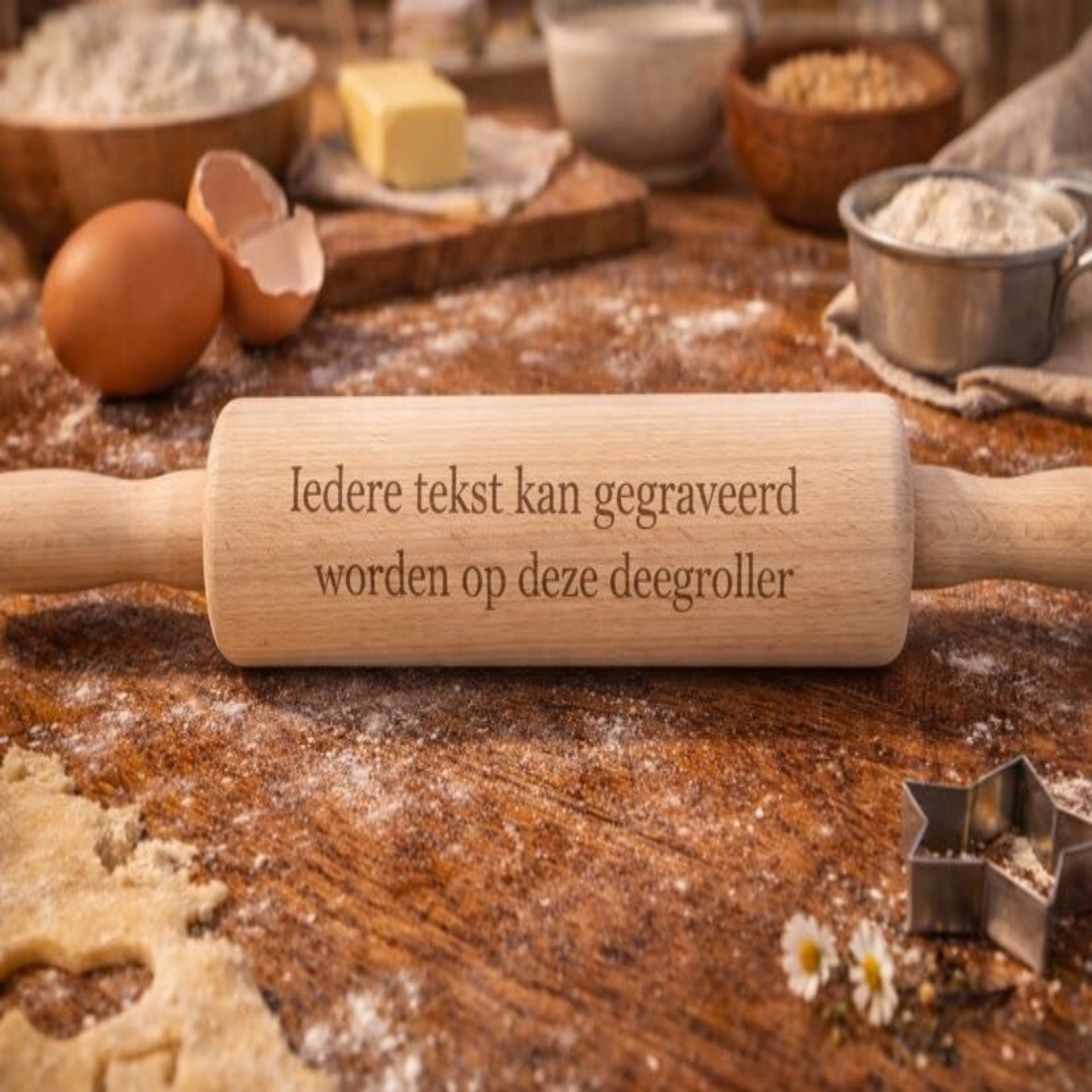 Gegraveerde deegroller naar wens te personaliseren