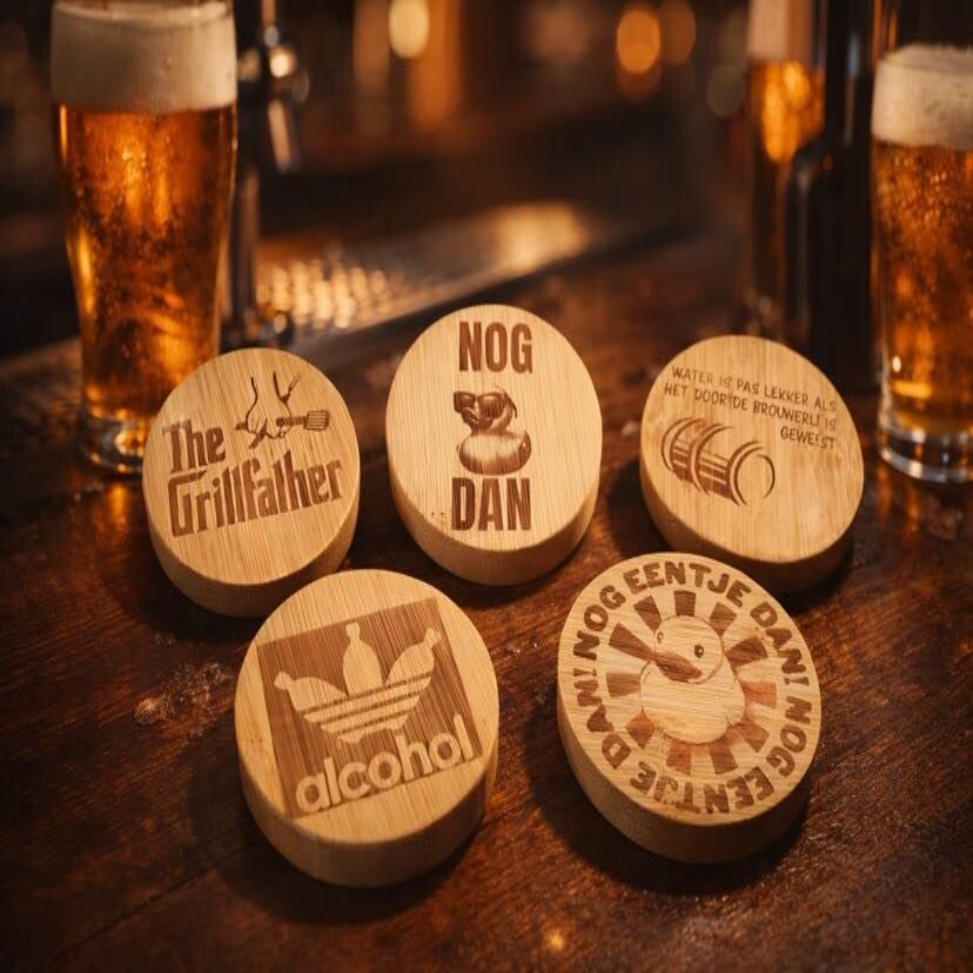 Houten magnetische bieropener