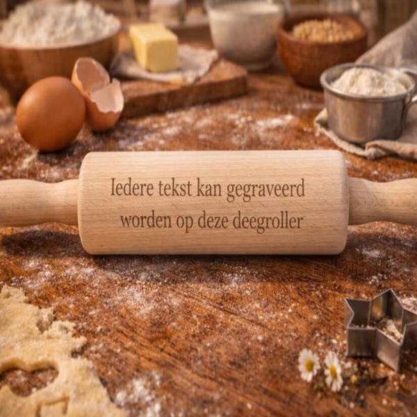 Gegraveerde deegroller naar wens te personaliseren