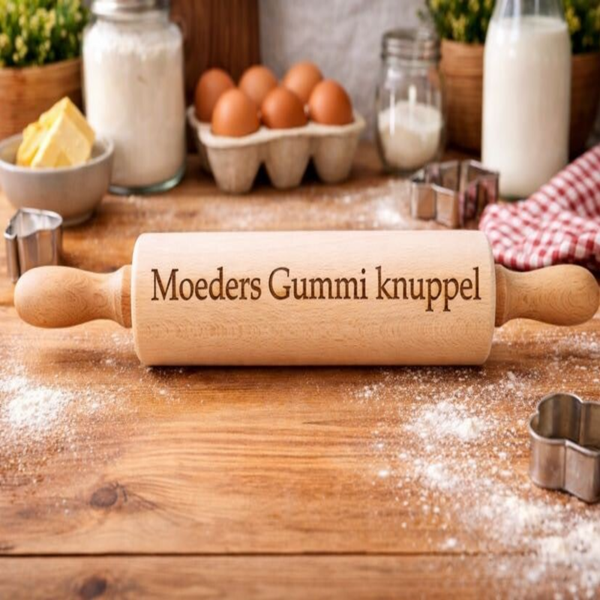 Gegraveerde deegroller "Moeders Gummiknuppel"