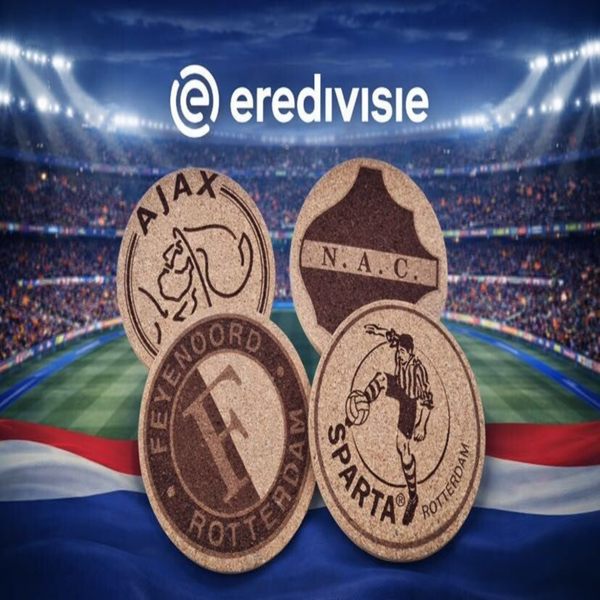Onderzetters van kurk met voetbalclubs