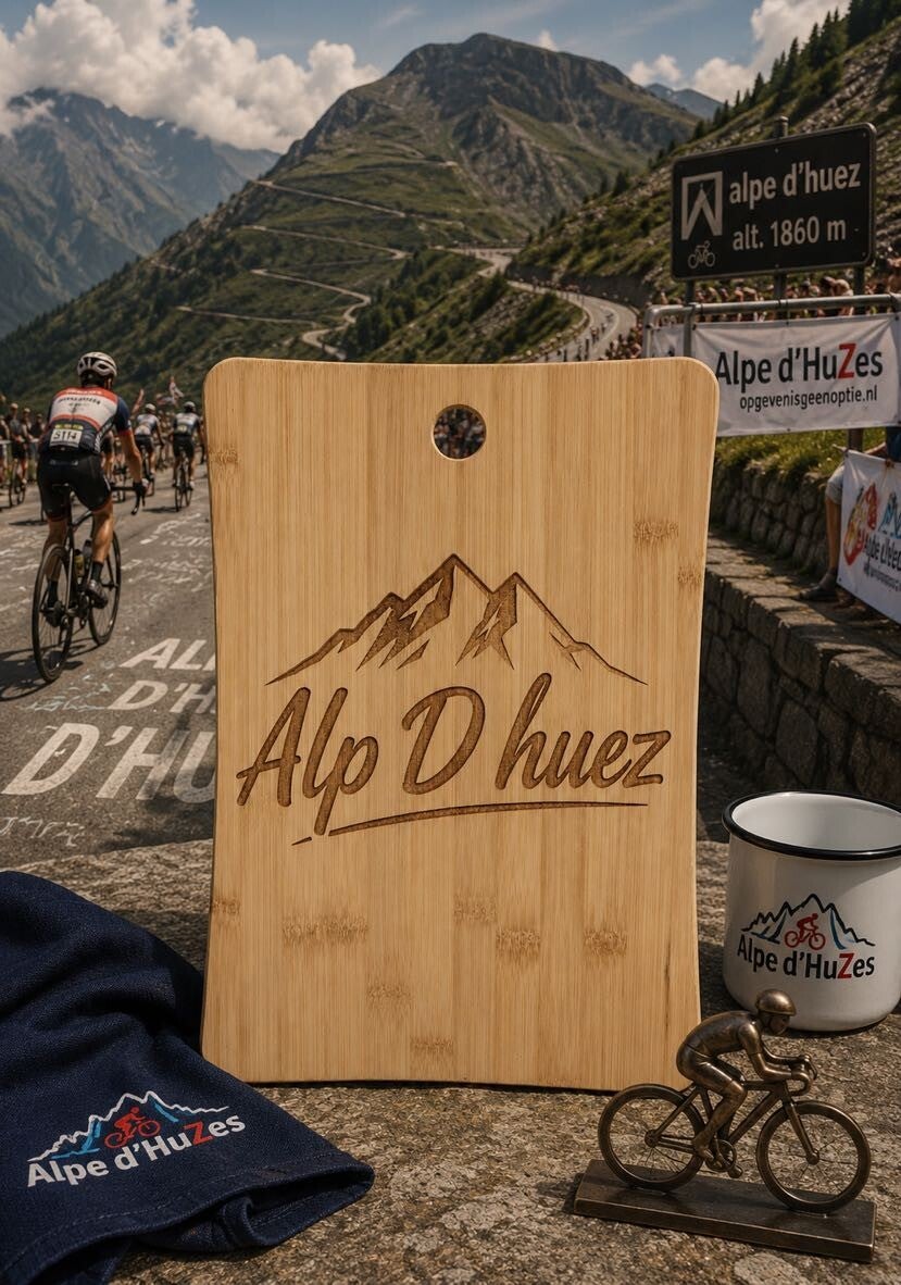 Gepersonaliseerde Alpe d"Huez snijplank van bamboe