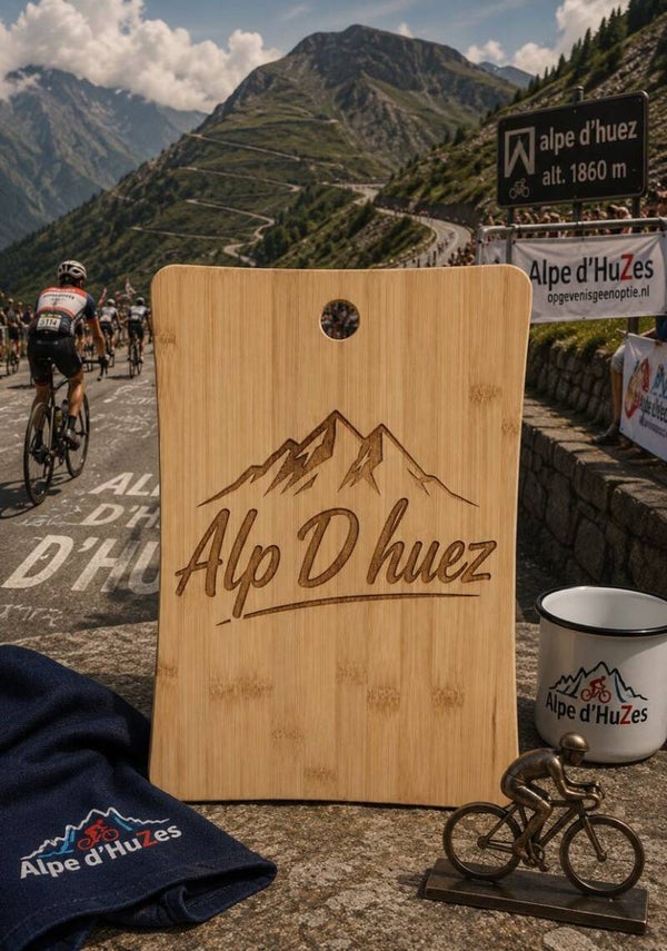 Gepersonaliseerde Alpe d"Huez snijplank van bamboe
