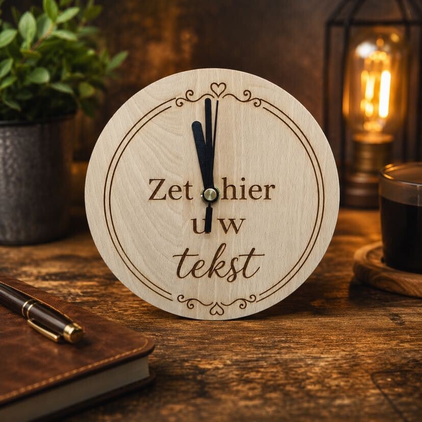 Houten bureauklok van beukenhout voor uw zakelijke relaties