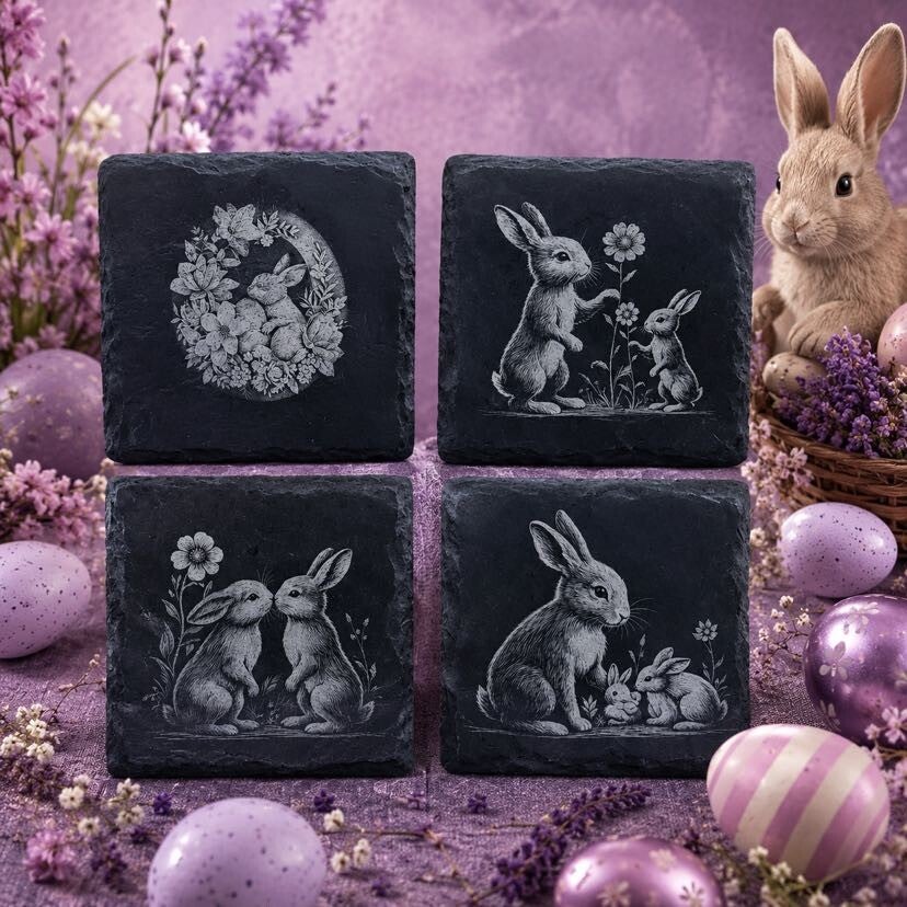 Leisteen Onderzetters met Paasmotief – Stijlvolle Accessoires voor Paasontbijt & Paasbrunch
