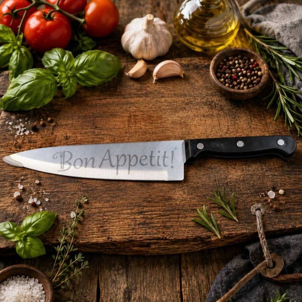 Gegraveerd keukenmes "Bon Appetit"