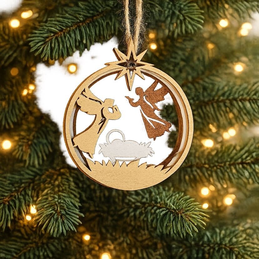 Houten 3D Kerstbal 7 cm – Unieke & Persoonlijke Kerstdecoratie