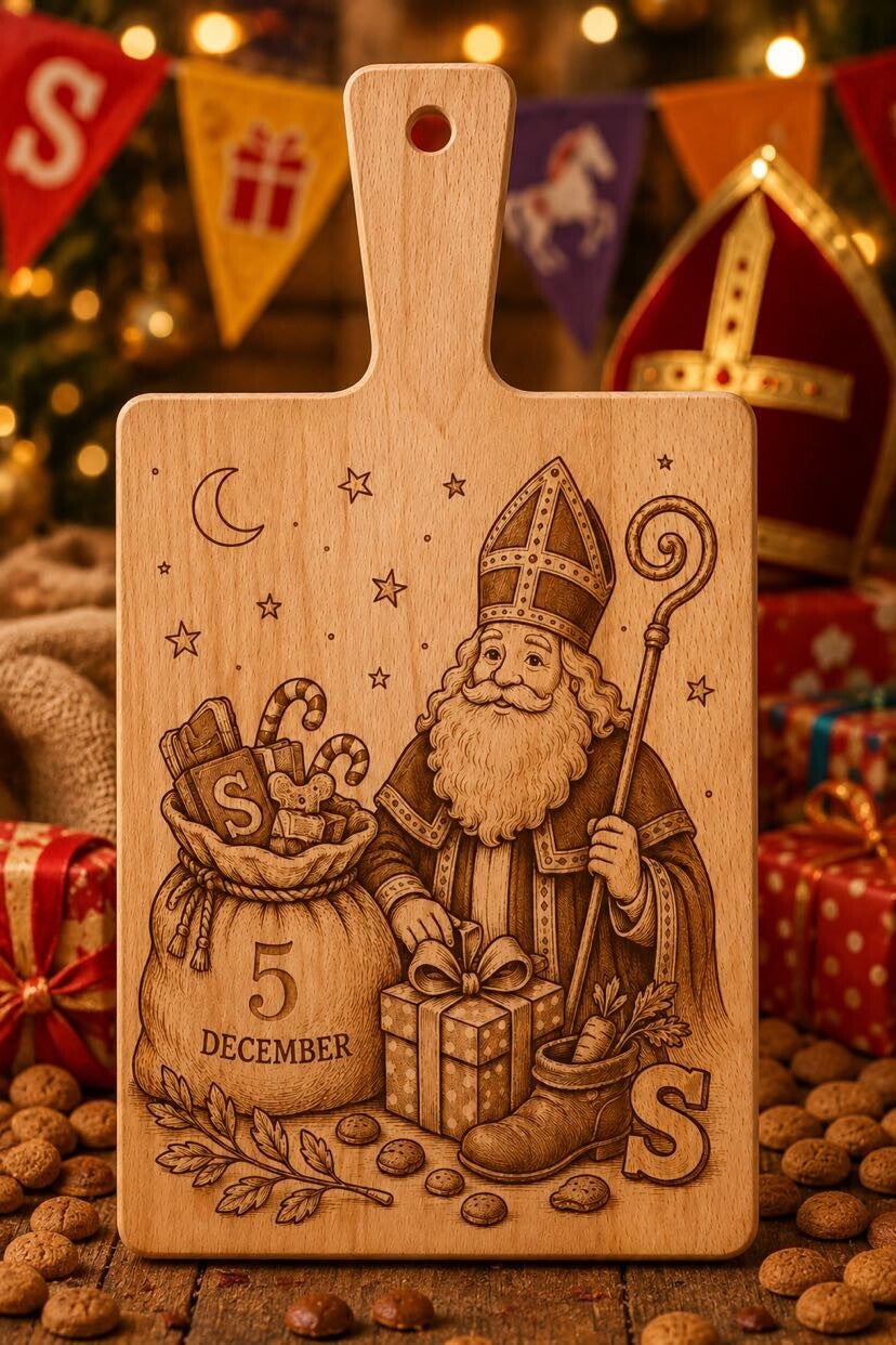 Sinterklaas Borrelplank van Beukenhout