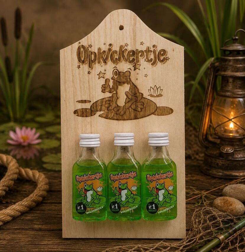 Opkickertje Frog Shotjesplank met 3 Flesjes