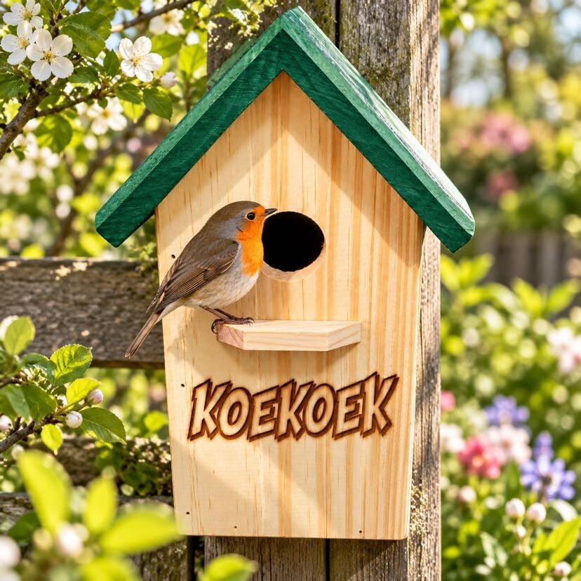 Gepersonaliseerd Vogelhuisje "Koekoek" – Unieke Tuindecoratie