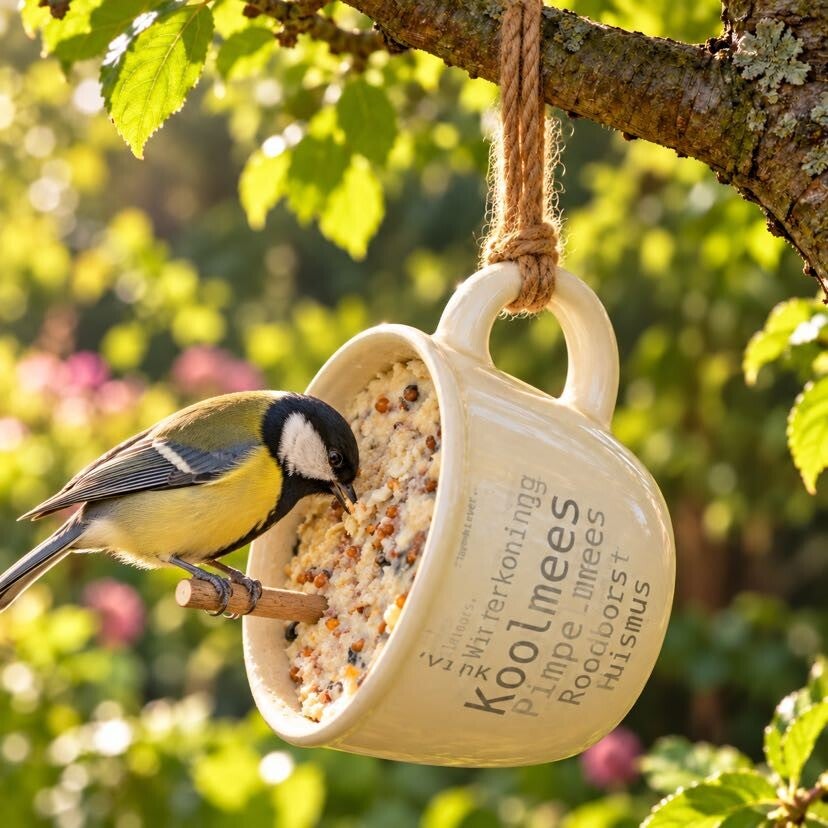 Gegraveerde Mok met Vogelvoer – Origineel Cadeau voor Vogelliefhebbers
