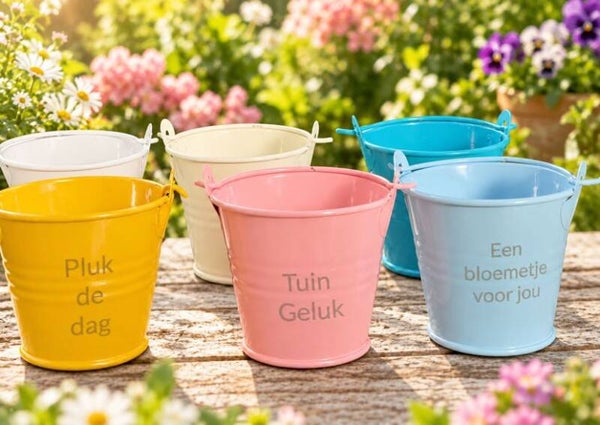Gegraveerd Mini Emmertje – In Diverse Leuke Kleuren