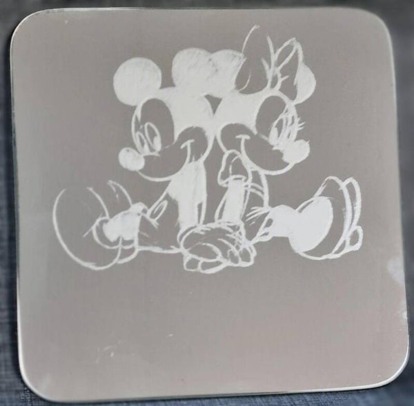 Gegraveerde Spiegel met Mickey en Minnie Mouse – Unieke Disney Decoratie