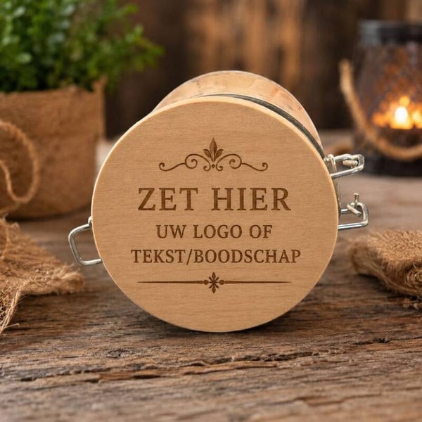 Gepersonaliseerde snoeppot met bedrijfslogo of bedrijfsnaam