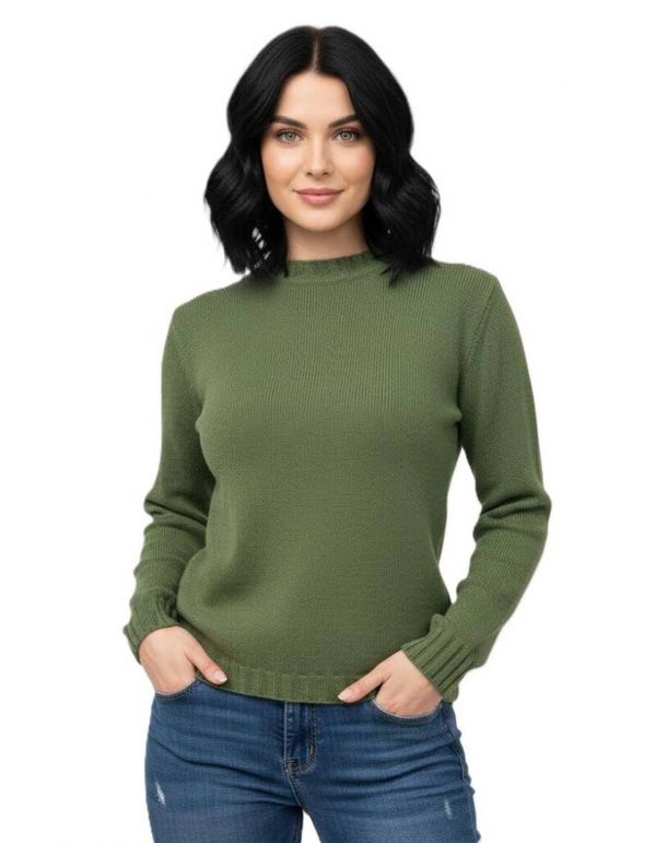PULL 100% CASHMERE vert militaire tg. M