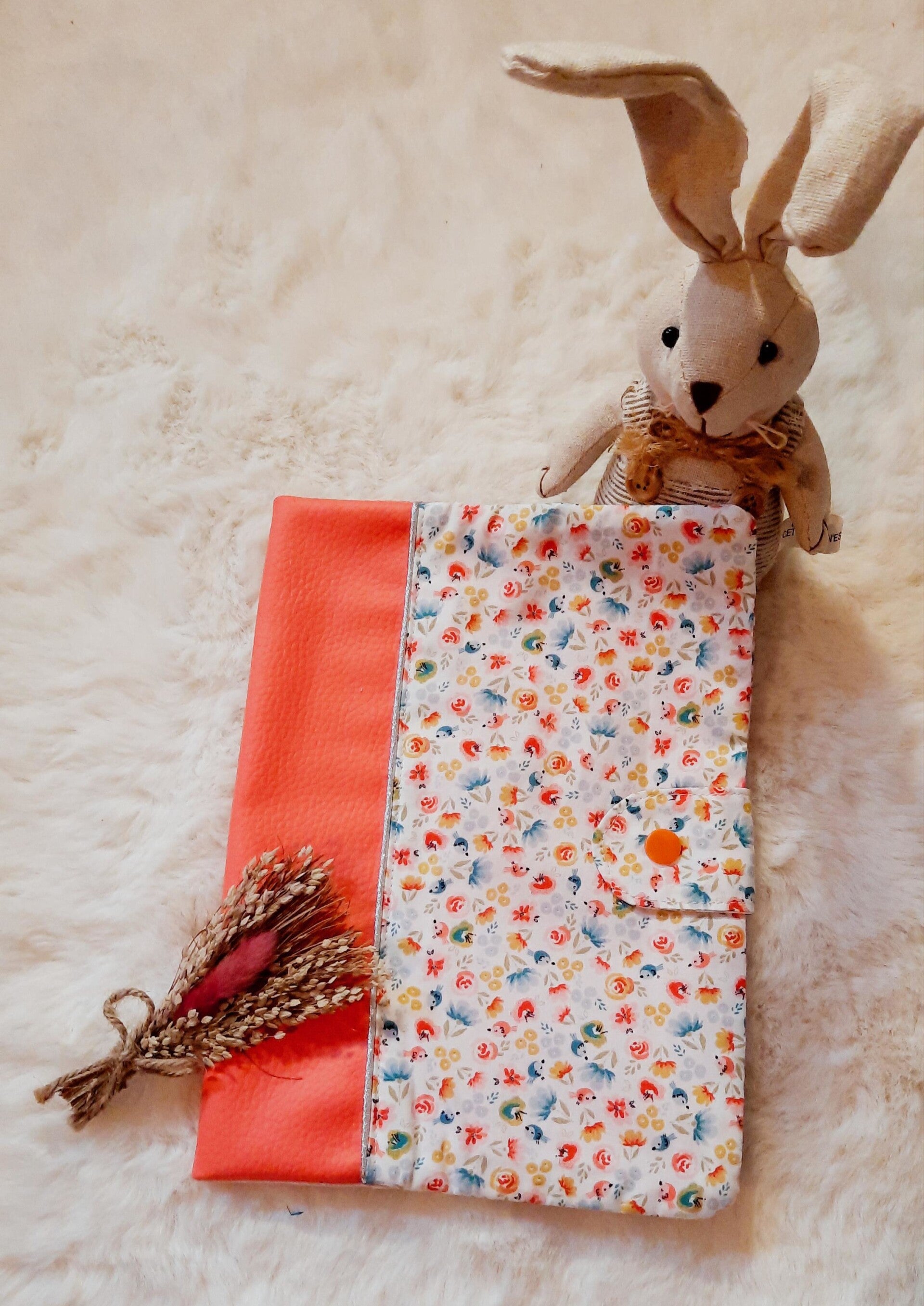 Portège carnet de santé - Petits oiseaux / corail