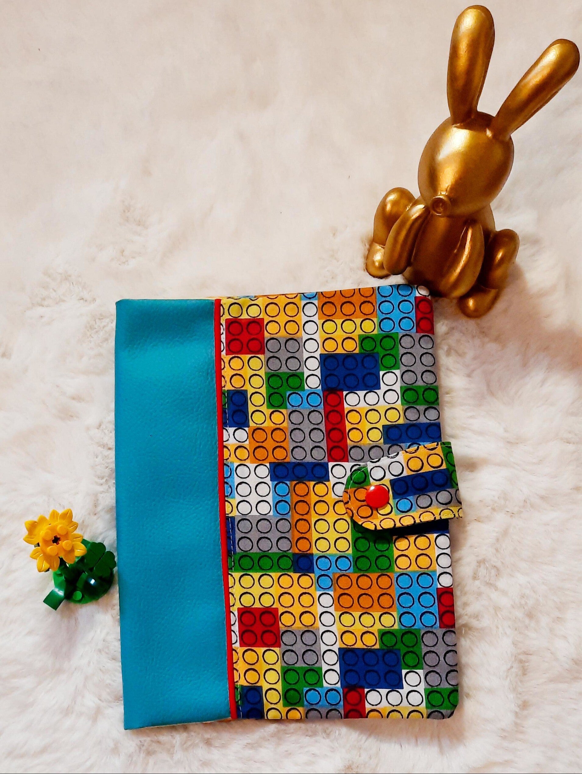 Protège carnet de santé - Briques de construction / turquoise