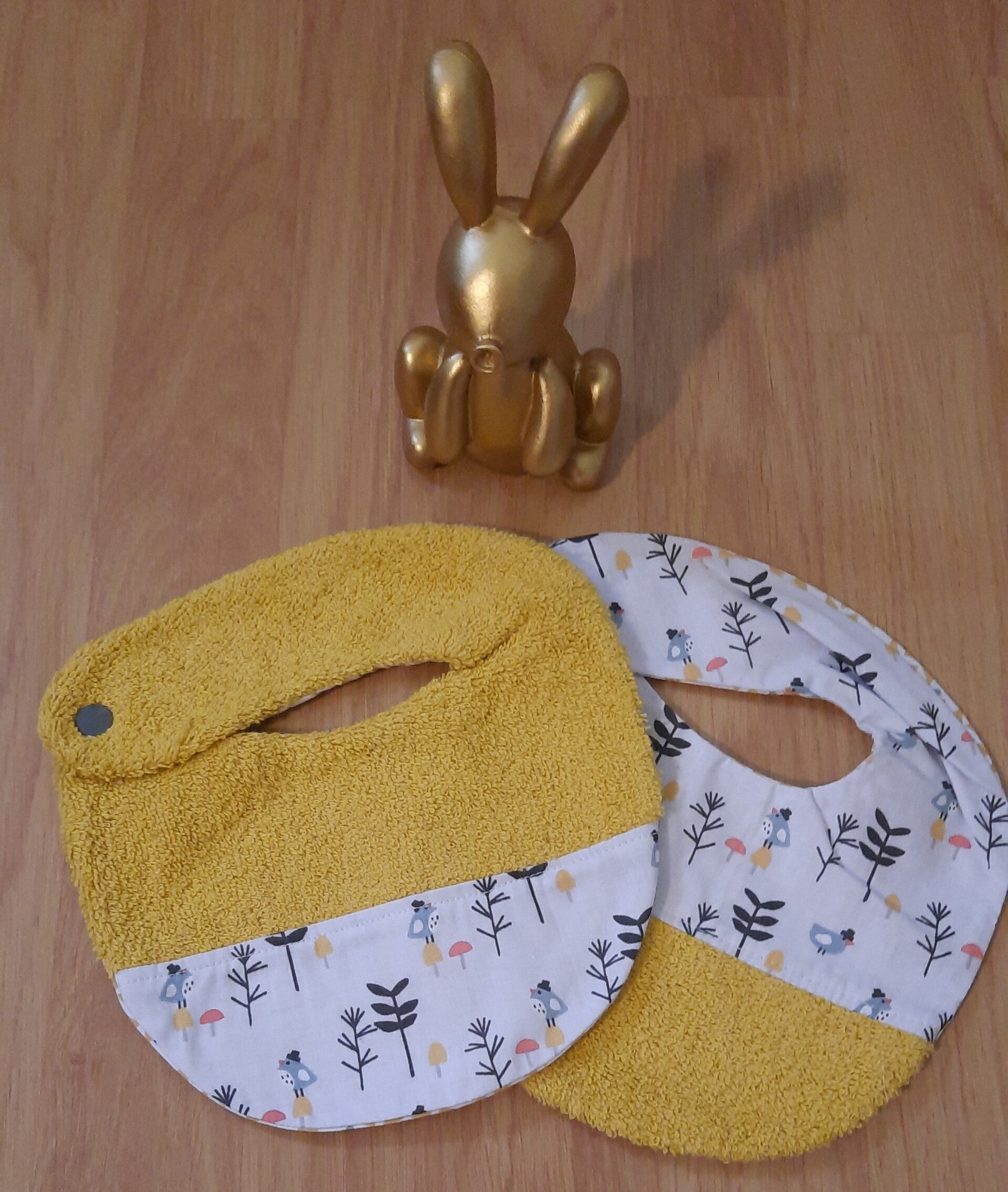 Bavoir naissance (Lot de 3) - Petits oiseaux - jaune