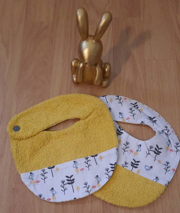 Bavoir naissance (Lot de 3) - Petits oiseaux - jaune