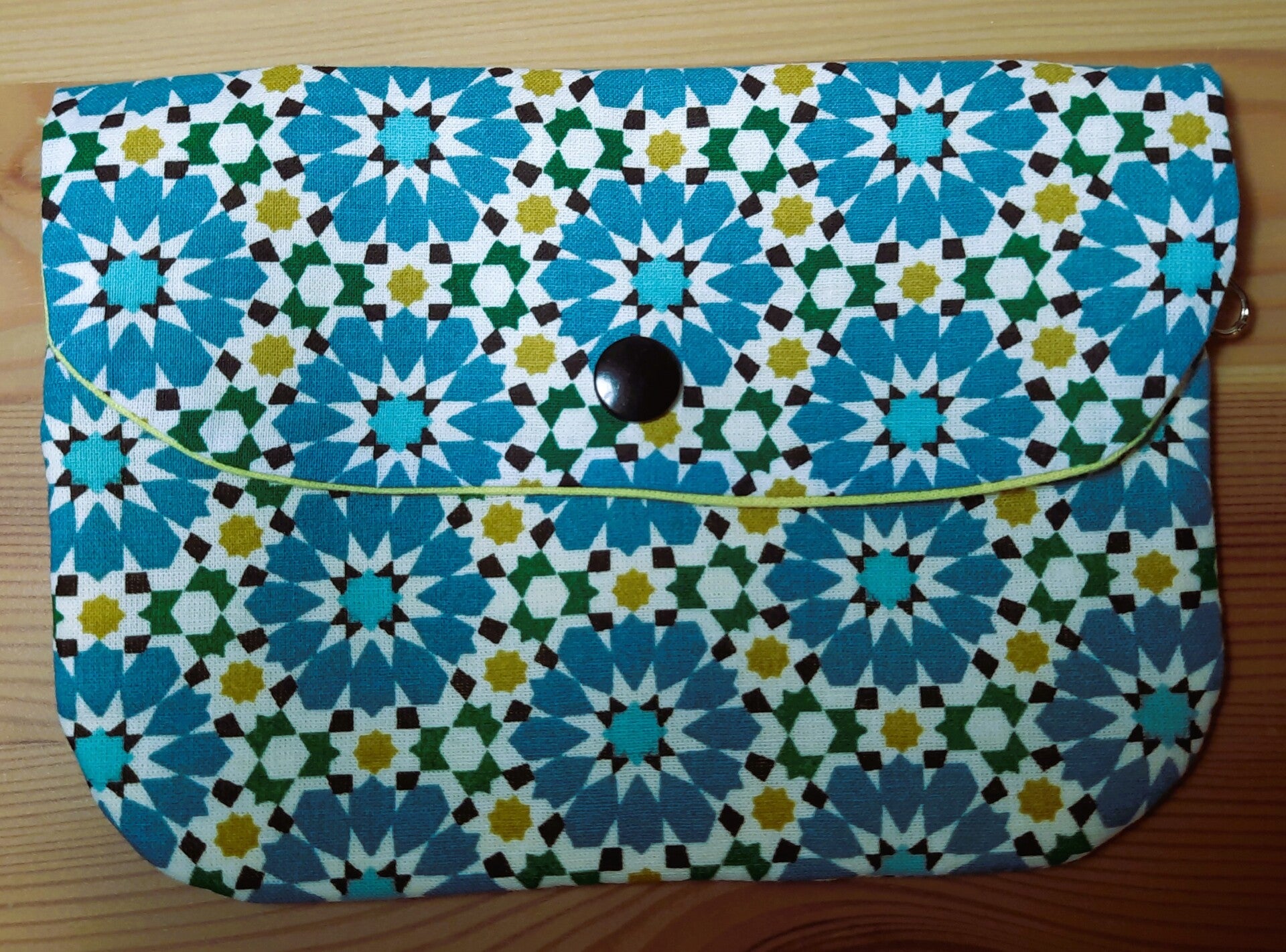 Pochette identité - Rosaces / Bleu et jaune