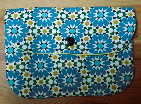 Pochette identité - Rosaces / Bleu et jaune