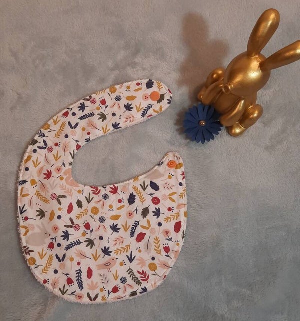 Bavoir naissance  (Lot de 2) - Fleurs - rose