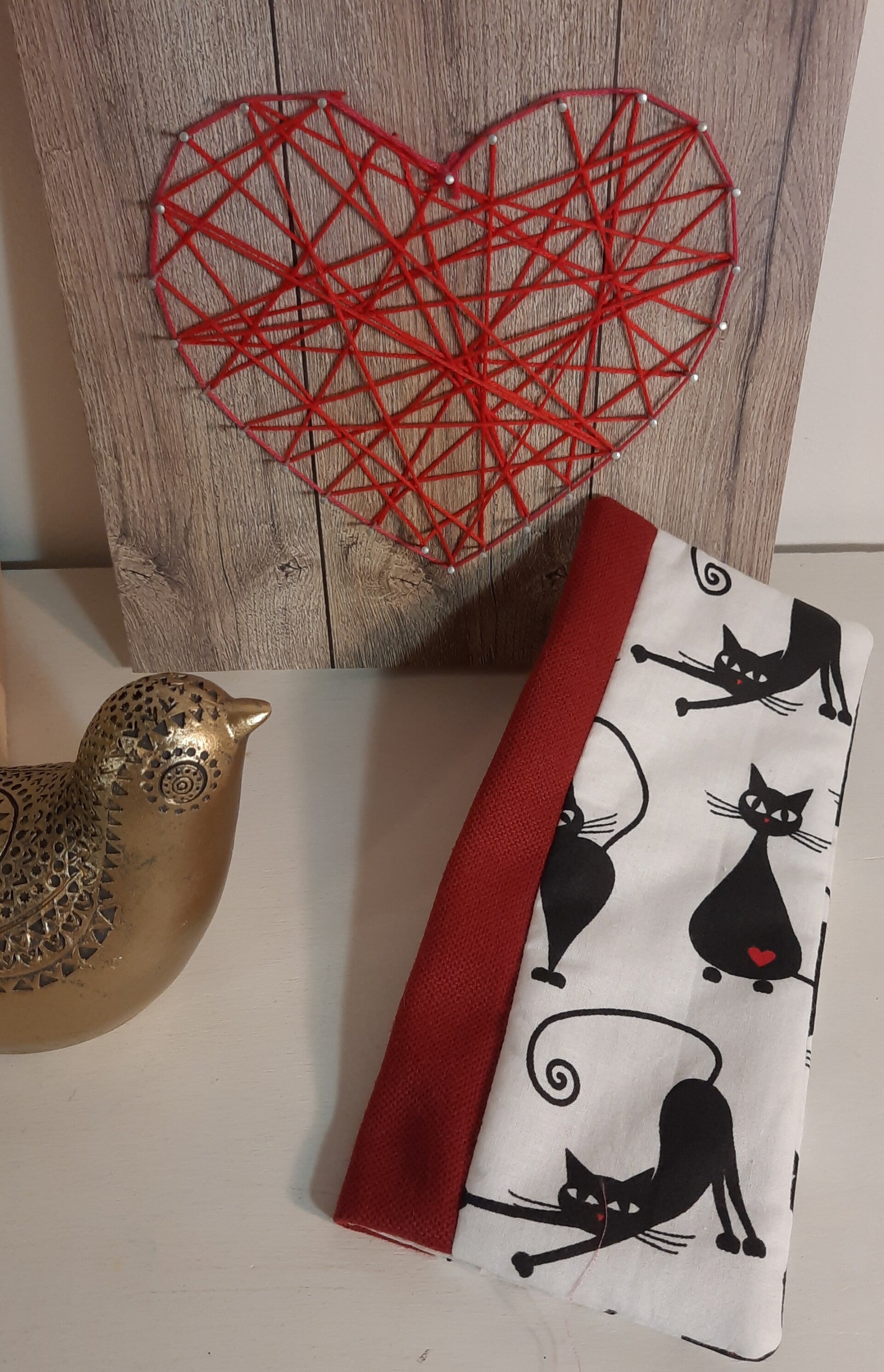 Protège livret de famille - Chats / blanc et rouge