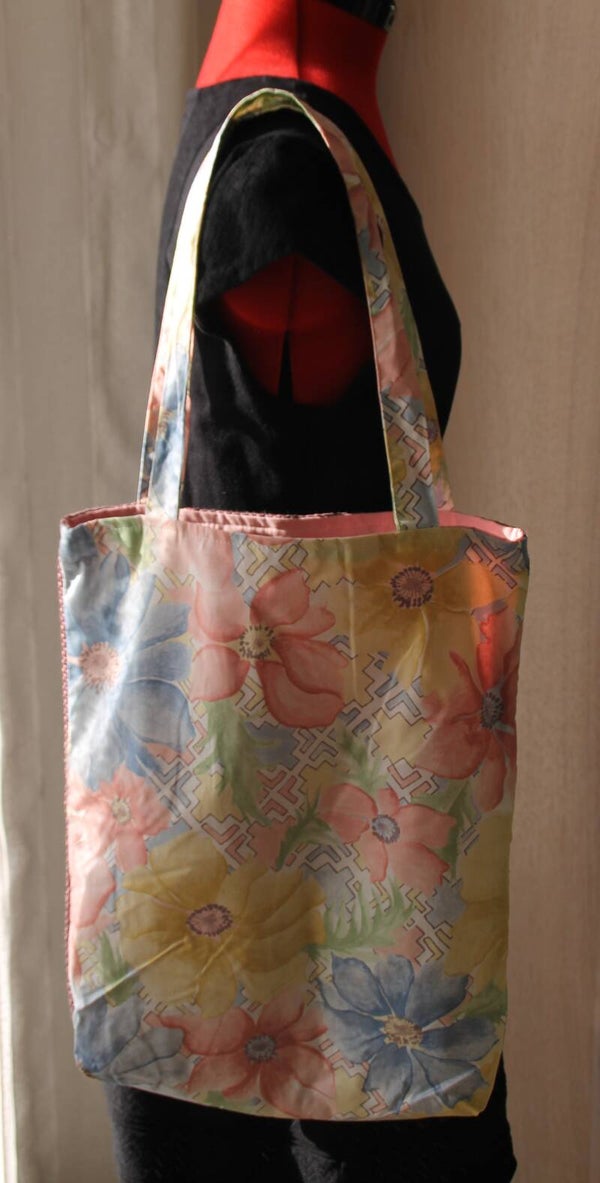 Tote complice - Fleuri rose/ violet