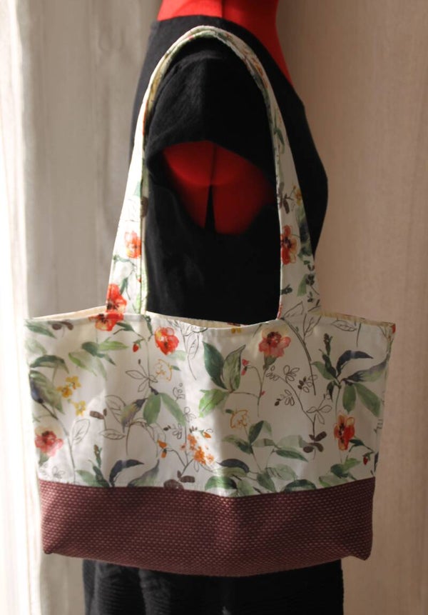 Tote complice - Fleuri blanc / violet