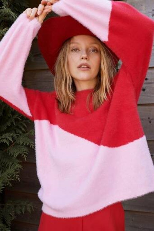 Cilou sweater, red/soft pink