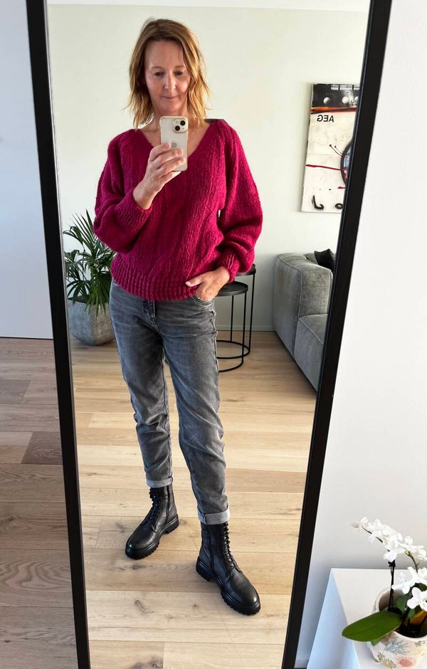 Pull Torsade, framboise