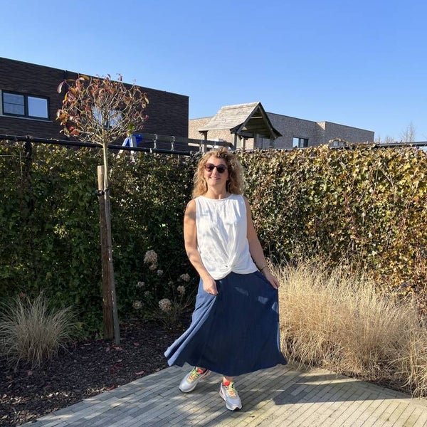 Wijde jeansrok met zakjes