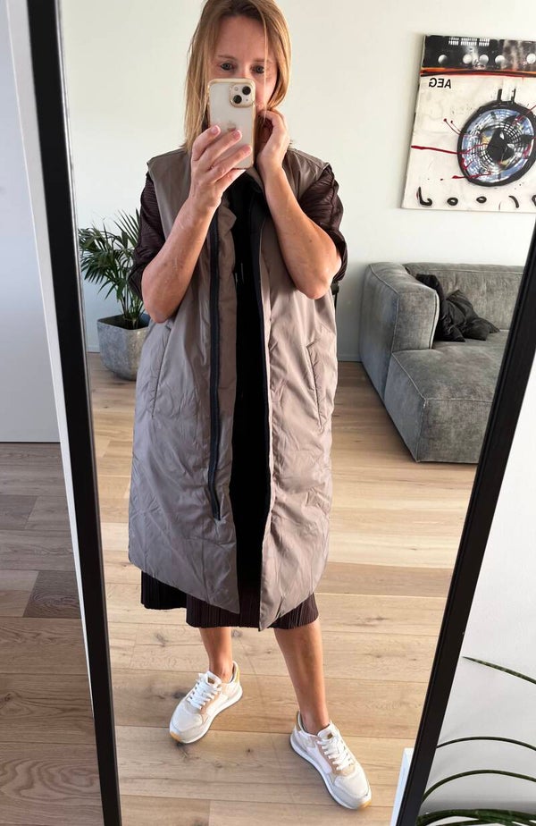 FQ Bodywarmer, omkeerbaar, zwart-taupe