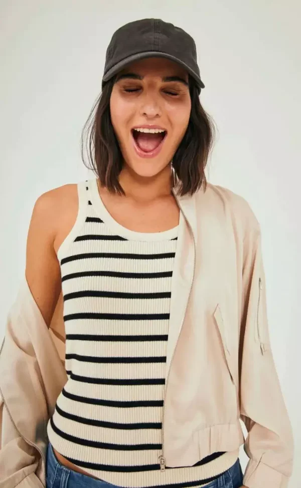 Mandy tank top, ecru/black