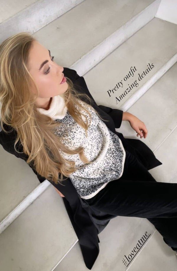 Pull rolkraag, off-white-grijs