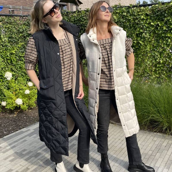 Bodywarmer zwart, lang