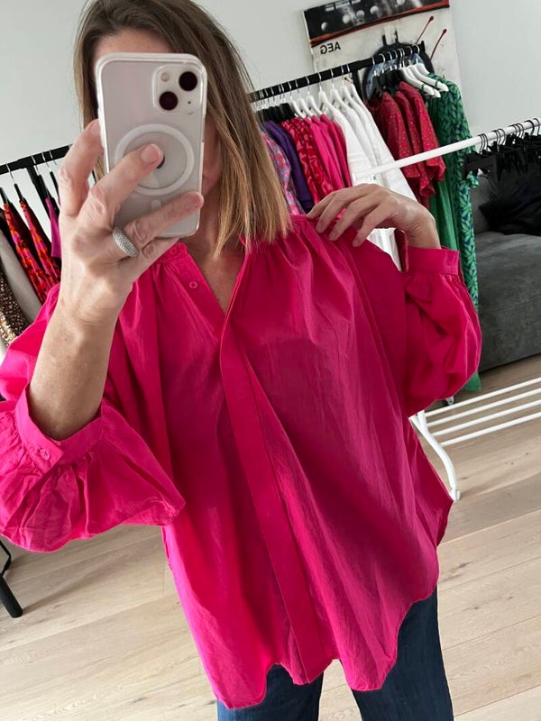 Manon blouse, royal fuchsia
