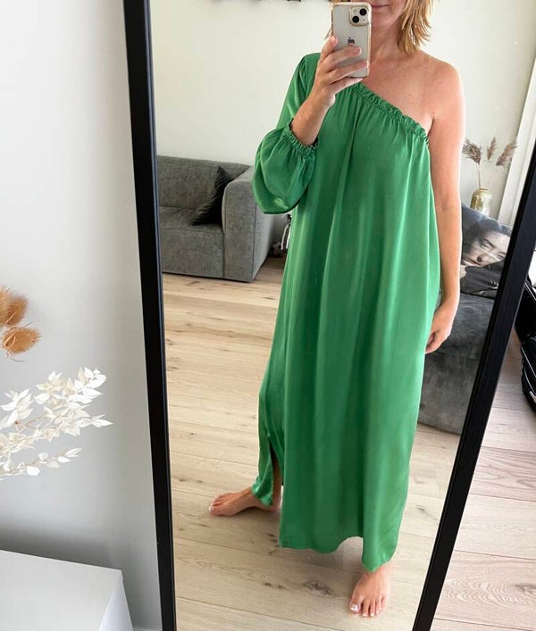 One shoulder dress, green