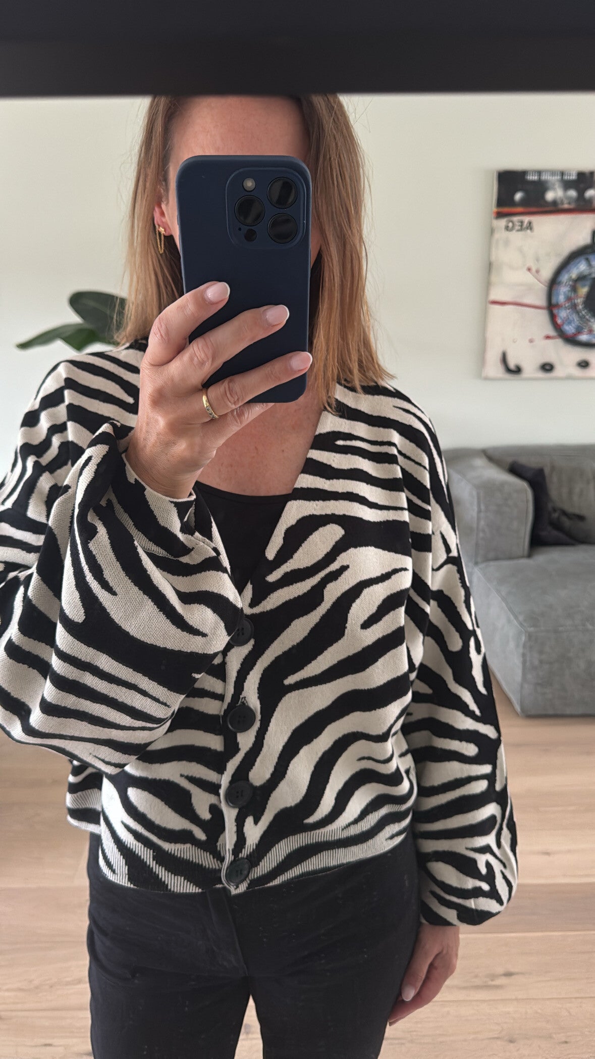 Zebbagz cardigan, zebra print