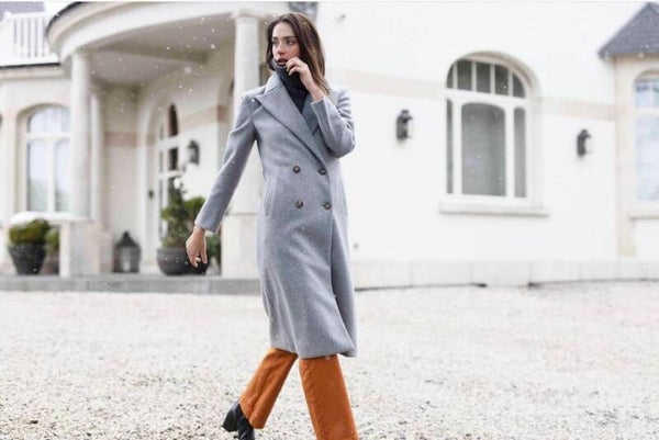 LM lange grijze winterjas