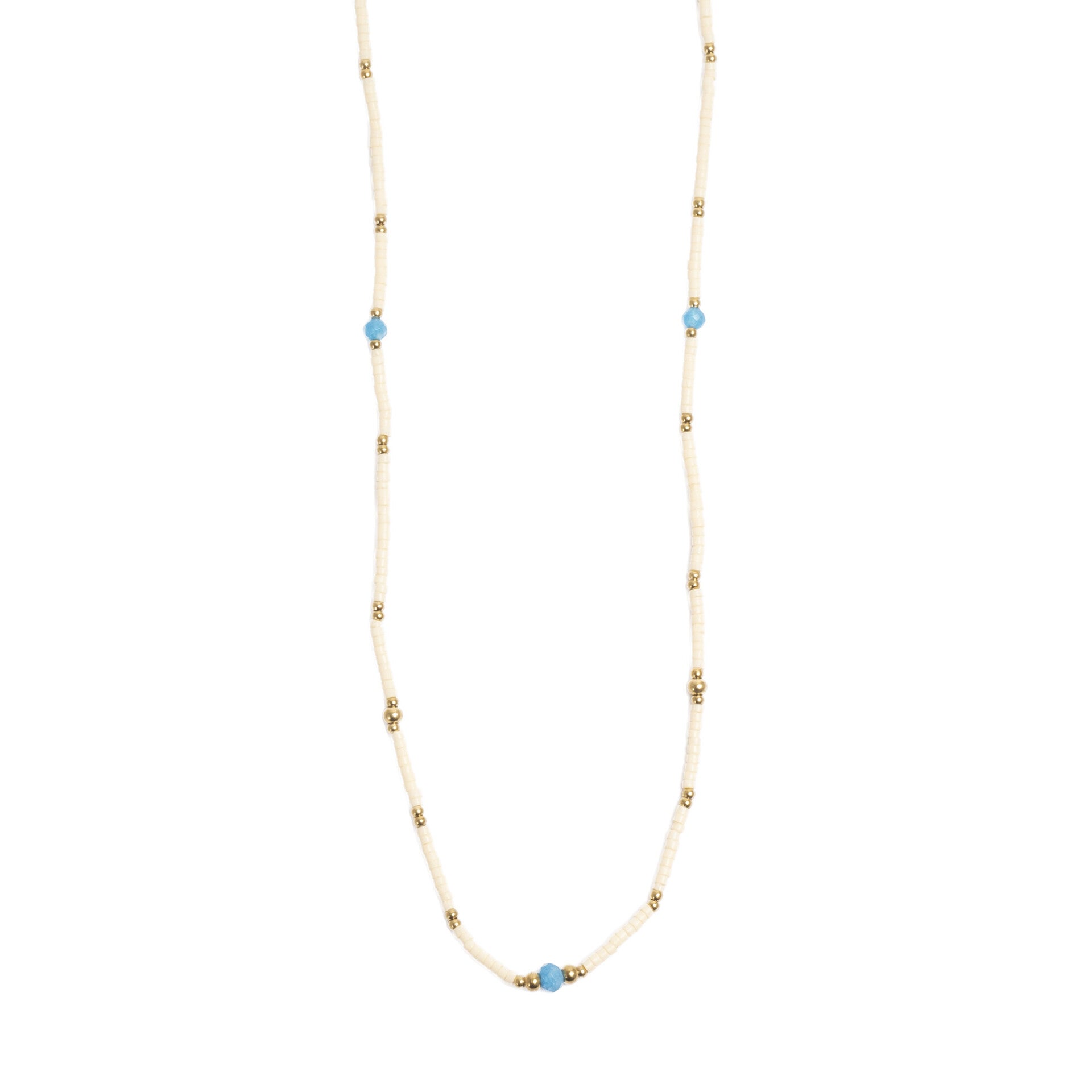 A&C Oslo - White, Turquoise & Gold Necklace