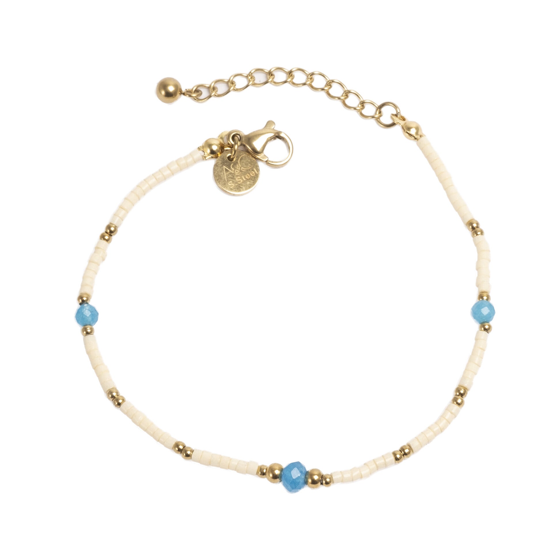A&C Oslo -  White, Turquoise & Gold Bracelet