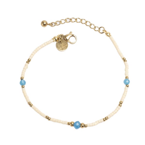 A&C Oslo -  White, Turquoise & Gold Bracelet