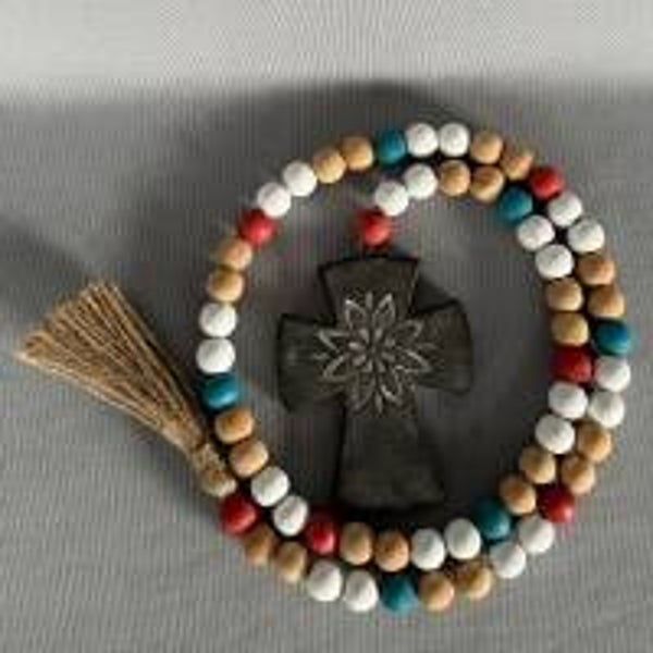 Floral cross on beads