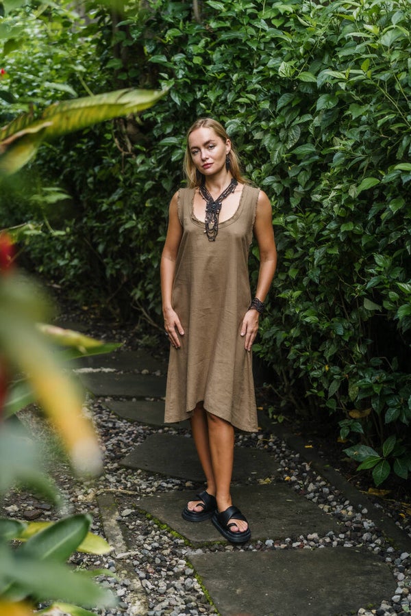 TMB - Dominique Pinafore Dress, Khaki