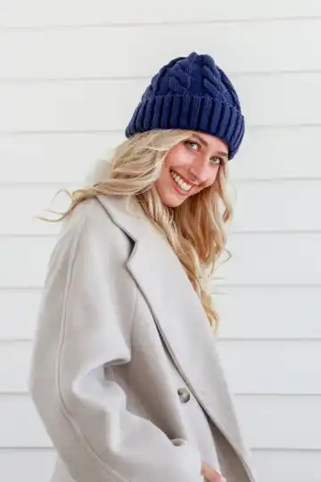 Cable beanie, Navy