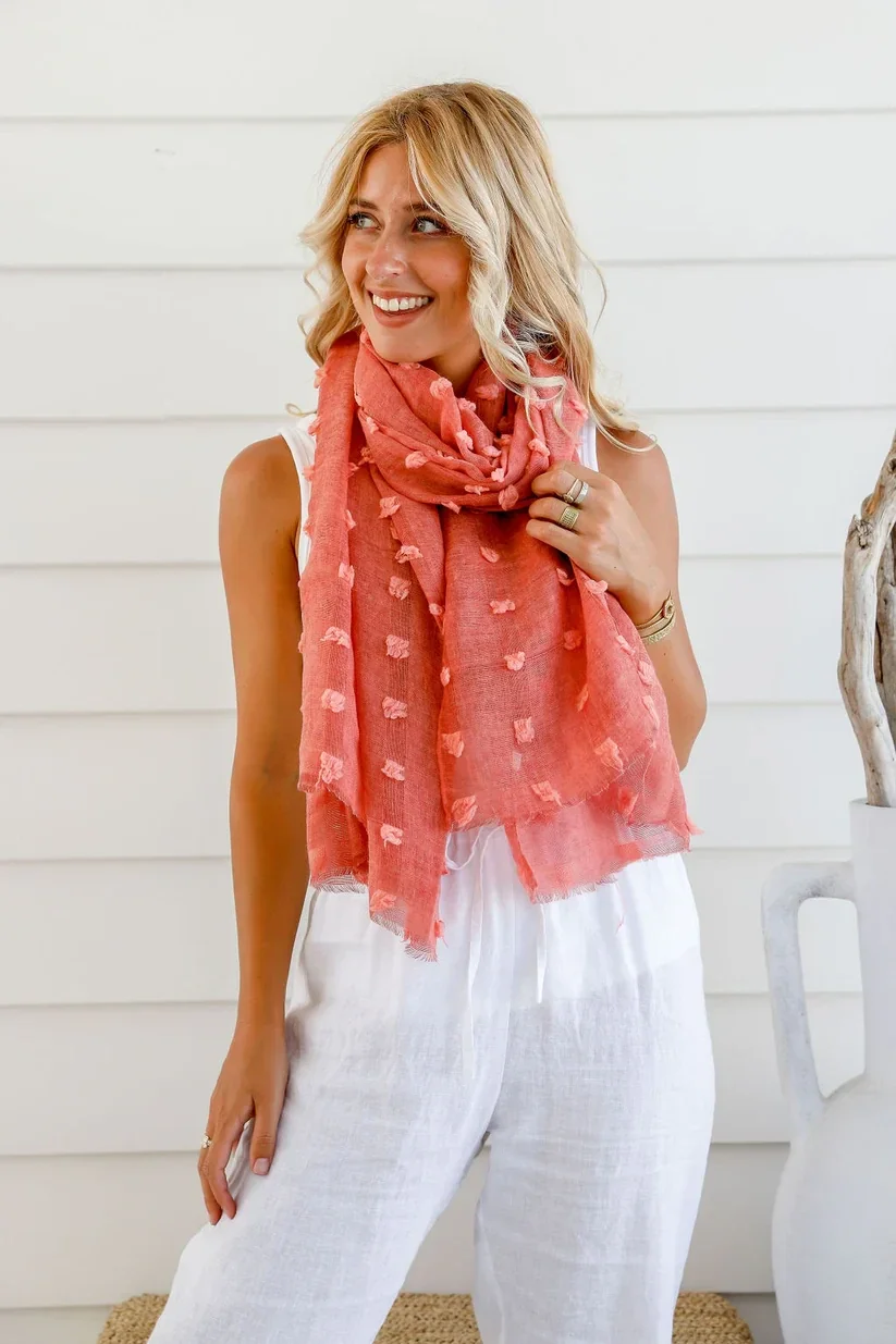 Scarf, Tufts, Terracotta