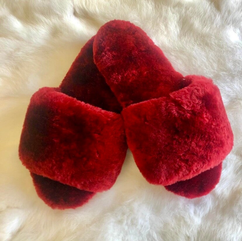 Burgundy - Merino Slide Slippers