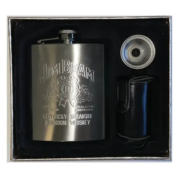 Jim Beam hip flask gift set